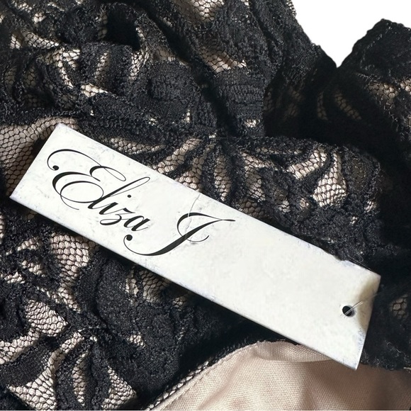 Eliza J NWT Black Lace Cold Shoulder Bodycon Midi Dress 6 Feminine Cocktail LBD - Picture 7 of 8